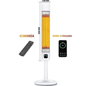 Resim Kule Tipi Elektrikli Isıtıcı 2500 W Smart-Fr Beyaz Karbon Infrared IP55 