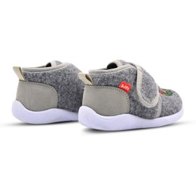 Resim kids A more Dinosa Dinazor Figürü Nakışlı Erkek Çocuk Keçe Panduf Gri 