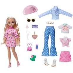 Resim Barbie Dream Besties Festival Kombinleri Barbie Malibu Bebek ve Aksesuarları Seti JGH87 
