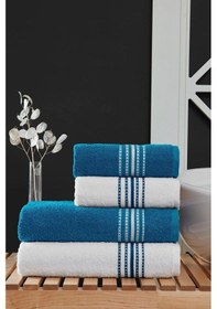 Resim 4 Lü Banyo Havlusu Seti Elvin Turkuaz - 70x140 Turkuaz 