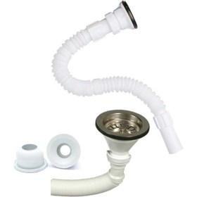 Resim Özbest Çöpmak Kafalı Büyük Körüklü Lavabo Sifonu + Adaptör Conta 