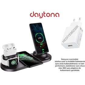 Resim Daytona iOS Uyumlu Iwatch Airpods Iphone Samsung Kablosuz Şarj Standı (487219479) 