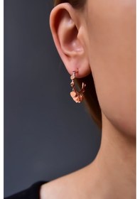 Resim Papatya Silver 925 Ayar Gümüş Rose Kaplama Kalp Pul Shakira Halka Küpe 