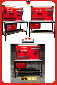 Resim staxx 1.5 Metre 3 Çekmeceli Endüstriyel Takım Dolabı & Takım Tezgahı Atölye Çalışma Tezgahı Işıklı Set 