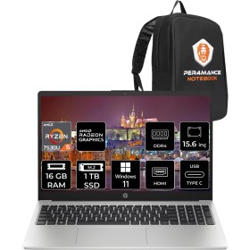 Resim Hp 255 G10 Amd Ryzen 5 7530U 16GB 1tb SSD 15.6'' Fhd W11P Taşınabilir Bilgisayar 8A547EA & Per4 Çanta 8A547EAP413 