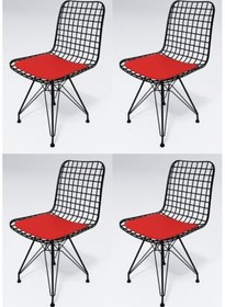 Resim Knsz kafes tel sandalyesi 4 lü mazlum syhkrm ofis cafe bahçe mutfak 