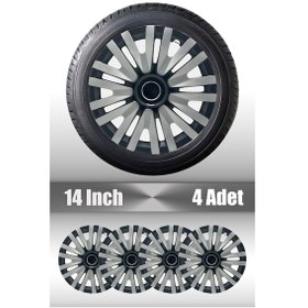 Resim Ford Courier Connect 14" İnç Uyumlu 4 Adet 1 Takım Gri Siyah Jant Kapağı 