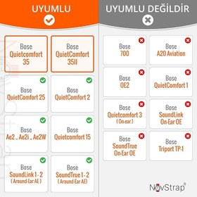 Resim NovStrap Bose QuietComfort QC35 ii QC35 QC25 QC15 QC2 AE2 AE2i AE2w ile Uyumlu Kulaklık Süngeri Pedi GÜMÜŞ 