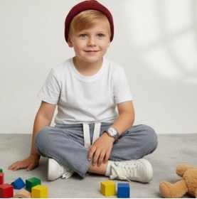 Resim Zekids Erkek Çocuk Çizgili İnce Keten Pantolon-16809 Lacivert 