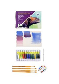 Resim Fanart Yağlı Boya Seti 12x12 Ml-50x70 Tuval-portatif Metal Şövale Seti 