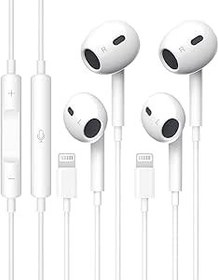 Resim OHEDMEH 2 Paket Kulaklık iPhone Kulaklık Yıldırım Kablolu Kulaklık [MFi Sertifikalı] (Bluetooth Bağlantısı Gerekmez) Dahili Mikrofon ve Ses Kontrolü iPhone 14/13/12/11/XR/XS/X/8 ile Uyumlu 