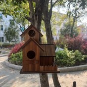 Resim 3 Oda Ahşap Kuş Yuvası - Yüksek Kaliteli Geri Dönüşlü Ahşap, Robins, Wrens ve Chickadees için Hava Koşullarına Dayanıklı Bahçe Besleyici, İlkbahar ve Yaz için Açık Kuş Yuvası, Doğal Ahşap Tasarım, Pil Olmadan 