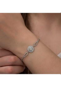 Resim Gümüş Rodyum Baget Taşlı Sonsuzluk Bileklik 