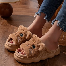 Resim Sevimli Kedi Baskılı Kaydırmaz Terlikler - Yumuşak Kumaş, Nefes Alabilen EVA Taban, Ev ve Rahat Giyim için Tüm Mevsimler için Konfor, Ev Konforu Terlikler | Eğlenceli Kedi Tasarımı | Yumuşak Kumaş Terlikler, Kedi Severi Hediyeleri 