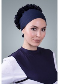 Resim Hürrem Bone Lacivert Tesettür Boyunluk Viskon Kumaş Düz 1003_02 Lacivert 