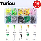Resim TURIOU 100 Parça Ağırlıklı Olta İğnesi Seti - Kurşun Jig Kafa İğneleri Kitı ile Plastik Kutu, Lüfer, Turna, Süs Balığı için Geliştirilmiş Keskin İğneler 