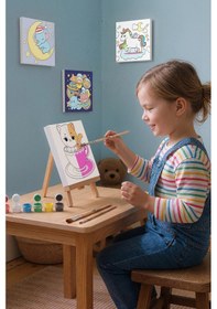 Resim Kupa İçinde Sevimli Kedi Çocuk Boyama Tuvali Şövaleli Boyama Seti 20x20 Cm 