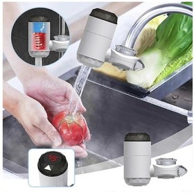 Resim Anında Tankless Elektrikli Sıcak Su Isıtıcı Musluğu Mutfak Hızlı Isıtma Musluk Su Musluğu Led Dijital Ekranlı 