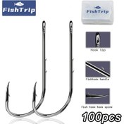 Resim FishTrip 100 adet Yüksek Karbonlu Çelik Uzun Saplı Yumuşak Yem Balıkçılığı için Kanca, Gözli Dikenli Solucan Kanca - Avcılık & Balıkçılık Tutkunları İçin Mükemmel 