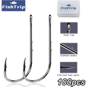 Resim FishTrip 100 adet Yüksek Karbonlu Çelik Uzun Saplı Yumuşak Yem Balıkçılığı için Kanca, Gözli Dikenli Solucan Kanca - Avcılık & Balıkçılık Tutkunları İçin Mükemmel 