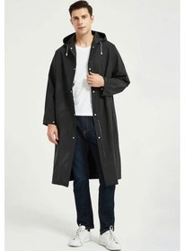 Resim Unisex Kadın Ve Erkek Yağmurluk %100 Eva Çıtçıtlı Kapüşonlu Siyah 