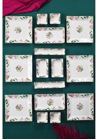 Resim Piatti Naturali 16 Parça 6 Kişilik Bahar Kahvaltı Takımı Handmade Sunum Set Çok Renkli 