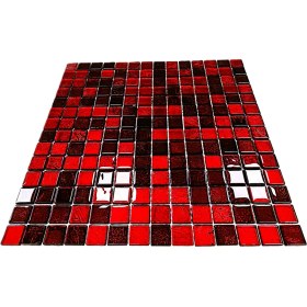 Resim MozaiKristaL Iç Mekan Kaplama Dekorasyon Uygulamaları ve Hobi Çalışmaları Için 20X20MM. Kırmızı Varak, 30X30CM. Fileli Kristal Mozaik. ( 1 File Karo Fiyatı ) 