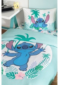 Resim Özdilek Stitch Summer Tek Kişilik Disney Lisanslı Lastikli Çarşaf Çocuk Nevresim Takımı Mint 