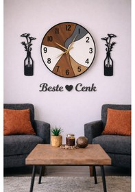 Resim Duvar Saati 40 Cm Çiçekler 30 Cm Kişiye Özel Şık Ve Modern No 1011 Çok Renkli 