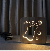 Resim Sones Yaratıcı Şekil Ahşap Gece Lambası Yatak Odası Dekorasyonu Sıcak Işık Led Wolve Diğer 