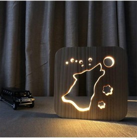 Resim Sones Yaratıcı Şekil Ahşap Gece Lambası Yatak Odası Dekorasyonu Sıcak Işık Led Wolve Diğer 