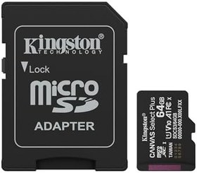 Resim 64GB microSDXC Canvas Select Plus Gen3 100MB/s A1 Card + Adapter 