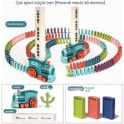 Resim Domino Treni Otomatik Atma Yeni İlginç Atma Elektrikli Oyuncak-mavi 
