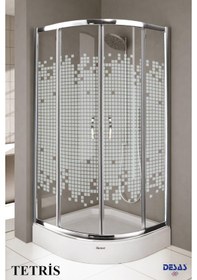 Resim Desaş Shower Tetris Teknesiz Oval Desenli Cam Duşakabin 90 x 90 5 MM Gümüş 