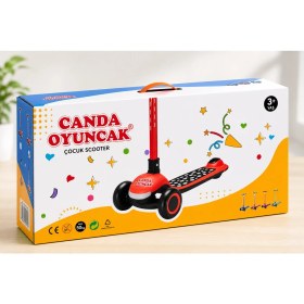 Resim Canda Oyuncak 3 Tekerlekli Işıklı Ayarlanabilir Direksiyonlu Çocuk Scooter - Mavi 3+ Yaş , 50 kg Kapasiteli 
