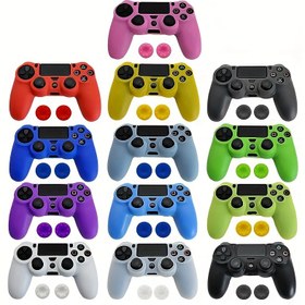 Resim Xahpower Silikon Kılıf Sony DualShock 4 & PS4 Pro için - İnce Koruyucu Kauçuk Kapak Kaymaz Tutuş + Bonus Başparmak Tutacakları, Gamepad, Kabuk Cildi 