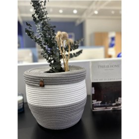 Resim Jüt Hasır Görünümlü Çöp Kovası, Dekoratif Sepet, Ofis ve Ev Kullanımı 