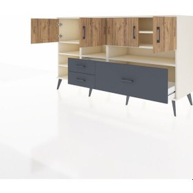 Resim Kronos Konsol 8 Raflı 3 Çekmeceli 4 Kapaklı 176x59x99 Aytaşı-çam/ Aytaşı-çam/antrasit 