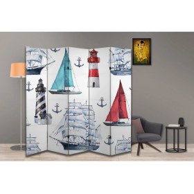 Resim Deniz Temalı Özel Tasarım Paravan Room Divider 180 x 200 cm 