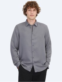 Resim Gri Regular Fit Dokuma Casual Gömlek Gri 