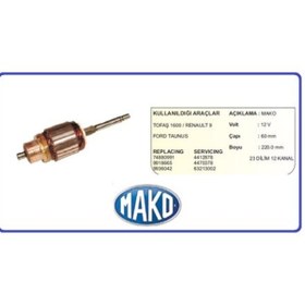 Resim Mako KOLLEKTÖR DKŞ (ESKİ MODEL) R9 R11 R19 TAUNUS TRANSIT ANADOL 1.6 74880991 