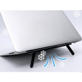 Resim 2 Kademeli Katlanabilir Ve Yapışkanlı Laptop Standı Siyah 