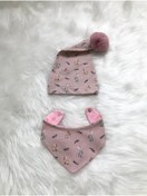 Resim Koala Tasarım Ponponlu Bebek Bere Ve Önlük Takımı Sevimli Tavşanlar 