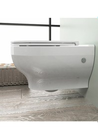 Resim İtalyan Isvea Soluzione Xı Kanalsız Asma Klozet - Sessiz Kapak Yavaş Kapanan Kapak 