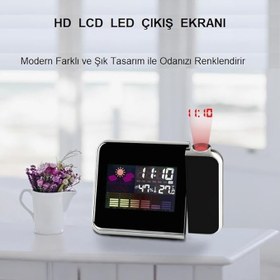 Resim UpWay Projektörlü LCD Ekranlı Dijital Masa Saati Yansıtmalı Tarih Derece Nem 