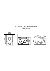 Resim İdevit Alfa Kanalsız Rimless Mat Siyah Asma Klozet ve Kapak Mat Siyah Ultra Slim 