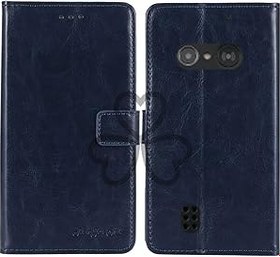 Resim TienJueShi Koyu mavi Cep telefonu kılıf PU Deri Kılıfları için Doro 5860 5862 2.4 inch Koruyucu Kapaklı Cep telefonu standı Kart Cepleri Cover 