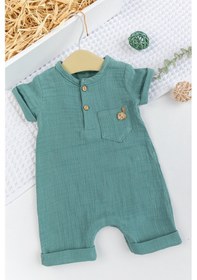 Resim Babymod Erkek Bebek Müslin %100 Pamuk Şortlu Yazlık Tulum Yeşil 