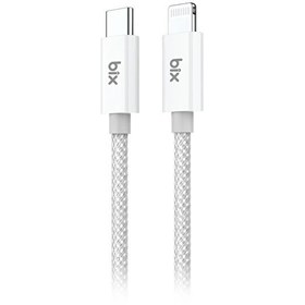Resim Bix T3CL Type-C to Lightning iPhone 27W Örgülü Hızlı Şarj ve Data Kablosu 1 M Gri 