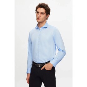 Resim D'S Damat Ds Damat Slim Fit Mavi Düz Gömlek 5HE02SG00139M 